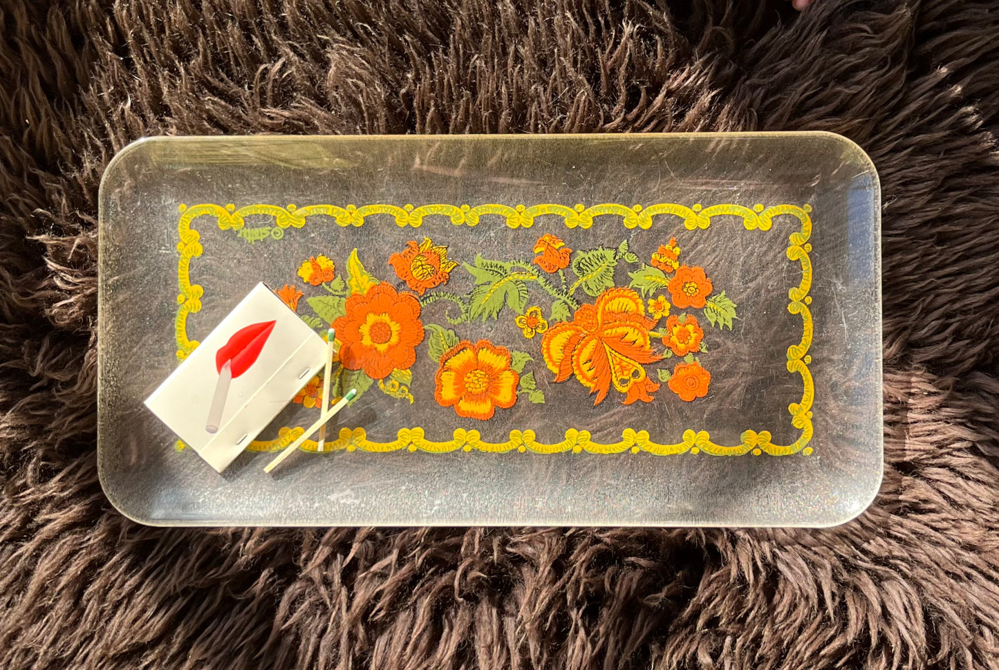 Psychedelic Floral Orange & Yellow Rolling Tray